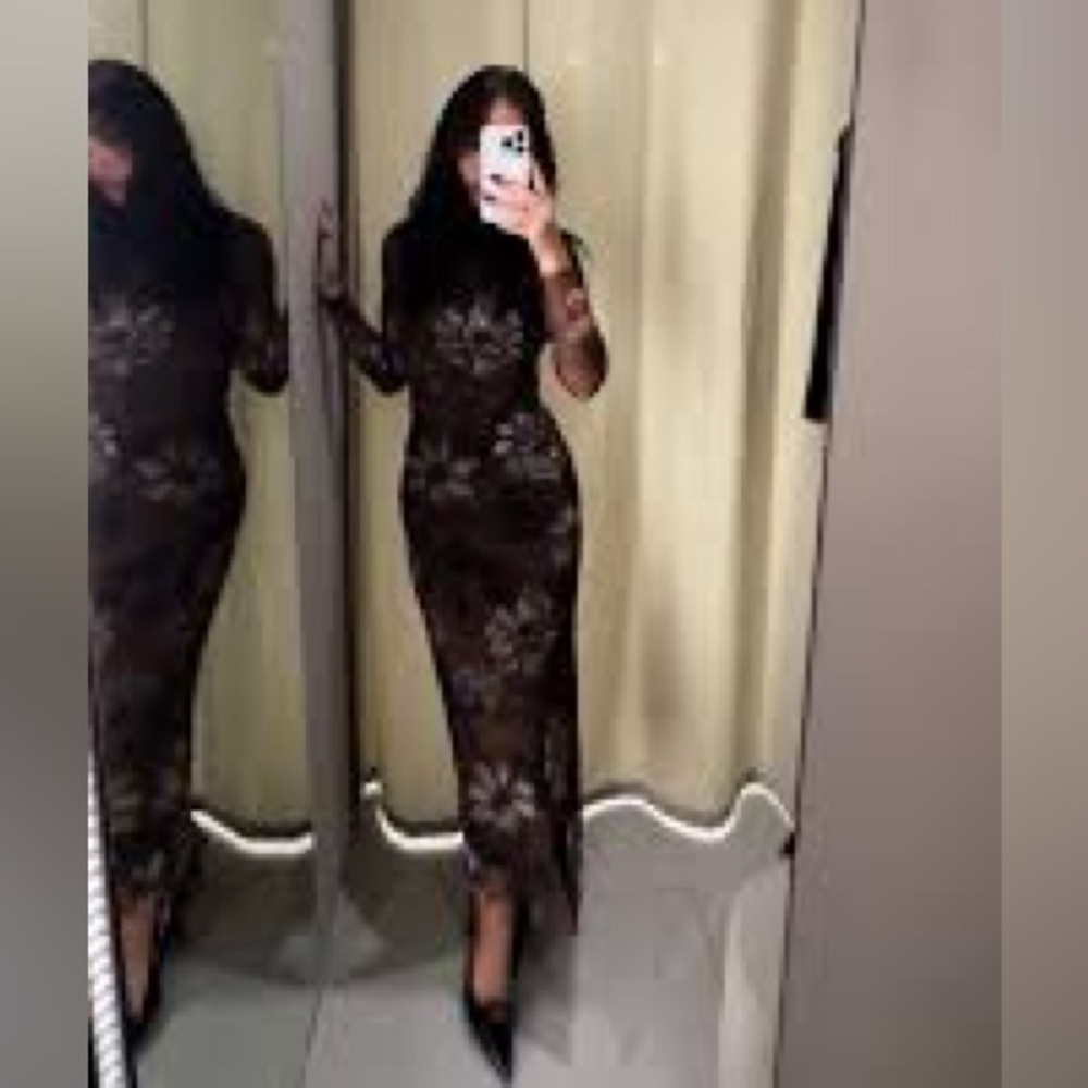 ZARA 5039/397 090 PRINTED TULLE DRESS size large light brown - Picture 7 of 14